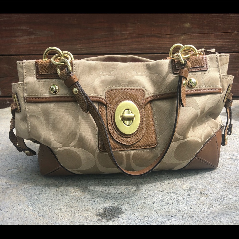 Coach Signature Brown/Peyton Sateen Handbag
